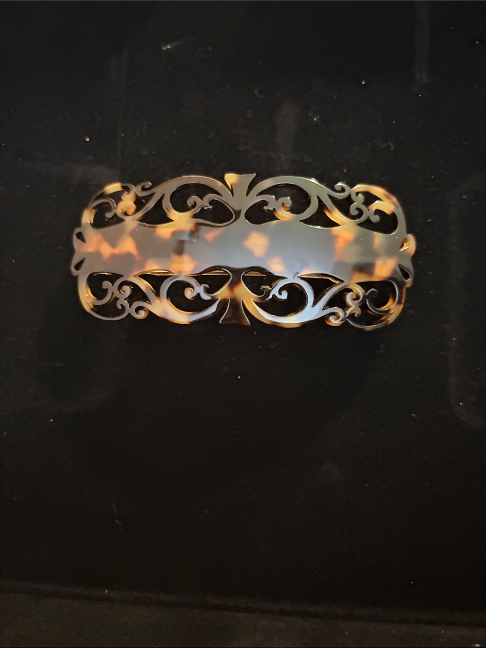 Vintage French Faux-Tortoise Filigree Barrette